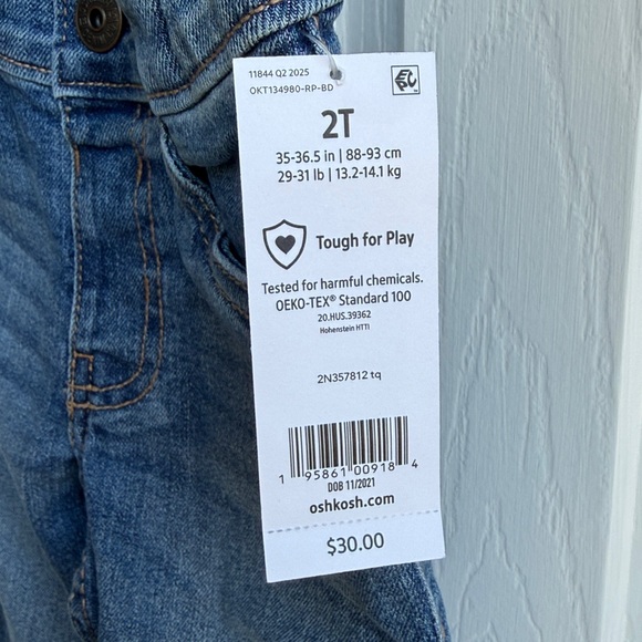 OshKosh B'gosh Classic Blue Denim Toddler Jeans 2T - Picture 7 of 7